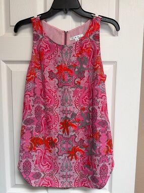 CAbi Pink & Red Paisley Sleeveless Shell